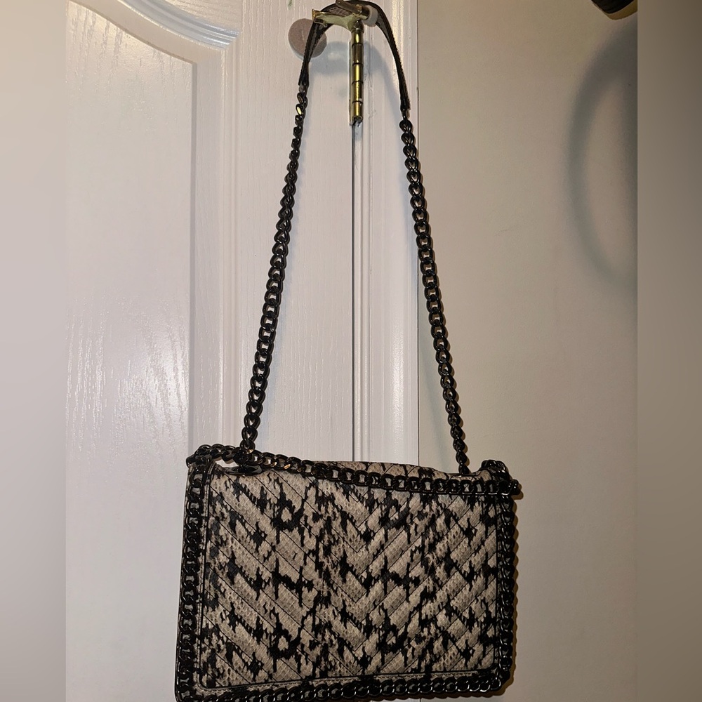 Snake Print Chevron Bag
